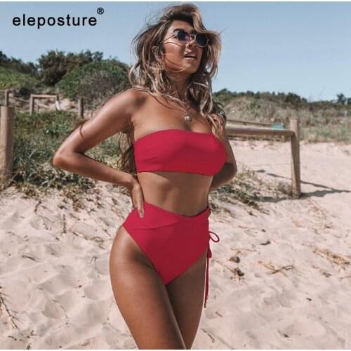 2020 New Sexy High Waist Bikini Swimwear Women Bandage Swimsuit Push Up Bikini Set Off Shoulder Bathing Suits Summer Beach Wear