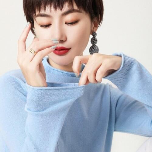 2019 autumn and winter new sweater womens half-neck sweater pullover solid color short paragraph