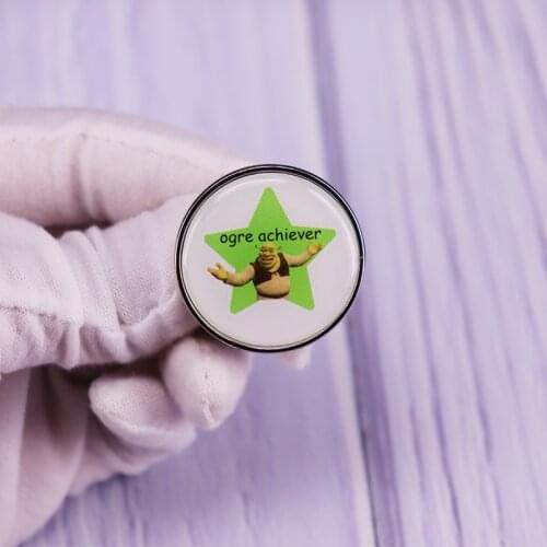 Ogre Achiever Star Pin Anime Shrek Brooch Cartoon Animal Badge Backpack Shirt Fashion Jewelry Decor