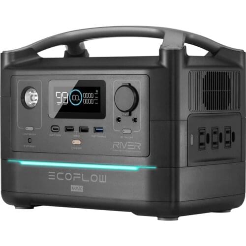 ECOFLOW RIVER Max Portable Power Station,576Wh Backup Lithium Battery w/ 3 x 600W (Peak 1200W) AC Outlets for Outdoor Camping RV