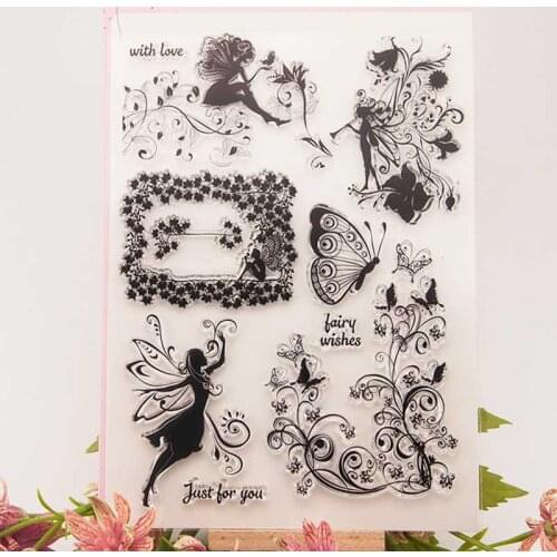 Transparent Clear Stamps Fairy Love Wishes for Scrapbooking DIY Silicone Seal Photo Album Decor Embossing Folder Template Sheets