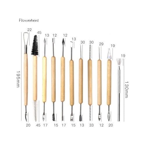 Carved Clay Tools 11pcs Polymer Clay Molds Craft Tools Sculpt Smoothing Wax Carving Hand-made Ultra Light Clay Pottery Set