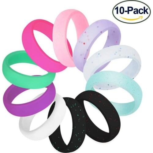 Silicone Rubber Finger Rings Charm Jewelry Trendy Gift for Women Girlfriend Wedding Glitter Ring 2.7mm Width