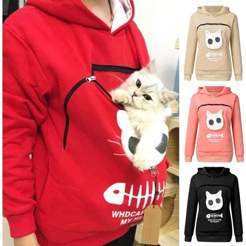 Sweatshirt Cat Lovers Hoodie Kangaroo Dog Pet Paw Dropshipping Pullovers Cuddle Pouch Sweatshirt Pocket Animal Ear Hooded Plus