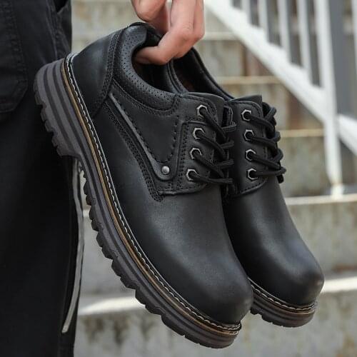 Genuine Leather Lace-up Men Casual Shoes Hand-stitched Thick-soled Mens Shoes Footwear Man Business Formal Shoes