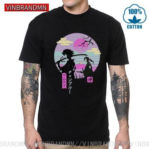 Japan Writing Vintage Samurai Chillhop T shirt Camiseta Retro Japanese Kanji Samurai Champloo T-shirt New Ninja Worrior Tops Tee