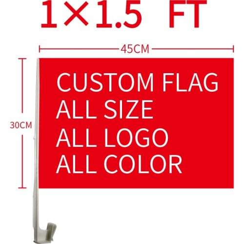 Free shipping xvggdg Custom Car Flag 30x45cm Polyester double sided Banner with 45cm plastic flag pole Car window flags
