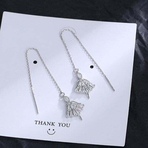 A Girl' Elegant Ballet Dancing Girls Earrings Cubic Zirconia Chain Tassel Earrings For Women Wedding Long Pendientes Bijoux