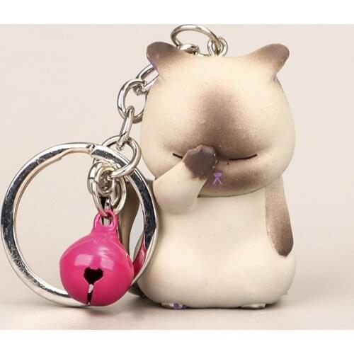 5CM Face Palm Chubby Shy Cat Keyring Animal Jewelry Women Accessories Keys Organizer Keychain Bag Ornament Stocking Stuffer LL3F