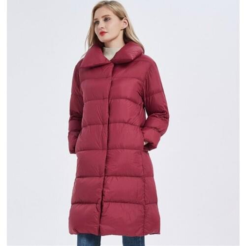 2021 fashion temperament long womens down jacket
