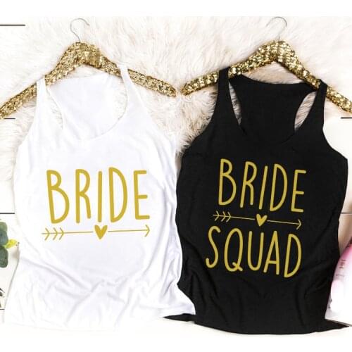 Vest Bride And Bride Squad Arrow Heart Tank Cute Women Raceback Bachelorette Bride Party Tops