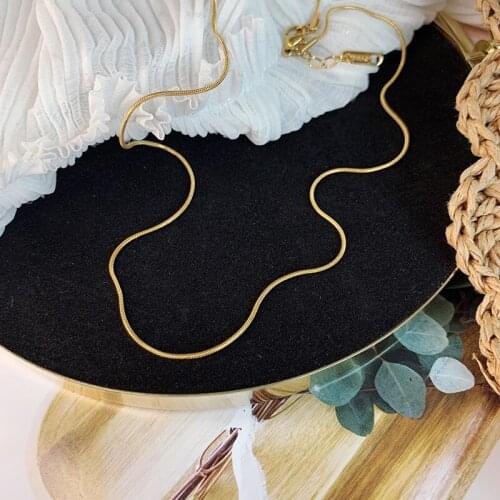 YUN RUO Rose Gold Silver Color Snake Chain Choker Necklace Accessory Lace Titanium Steel Jewelry Woman Never Fade Drop Shipping