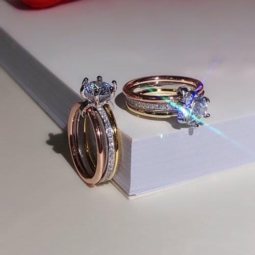 Luxury Brand Pure 925 Sterling Silver Jewelry For Women Three layers CZ Diamond Rings Wedding Jewelry Engagement Branch Ring