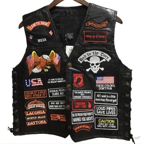 Summer Motorcycle Vest Leather Street Moto Clothing Black Motorcycle Hip Hop Waistcoat Vintage Punk Sleeveless Jacket Men