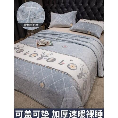 Winter Fleece Lined Padded Warm Keeping Blanket Coral Fleece Blanket Sheets Winter