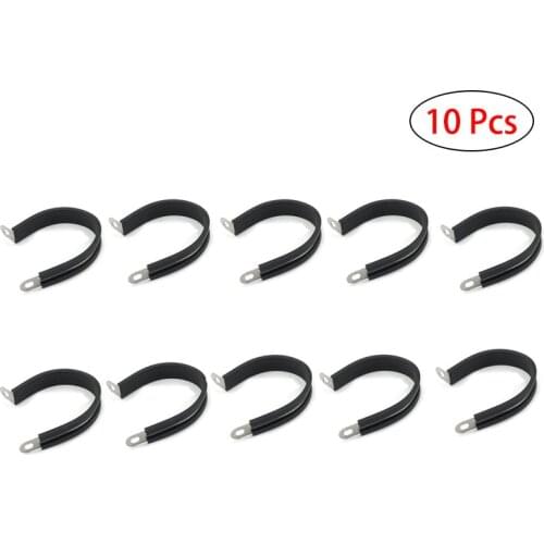 304 Stainless Steel 10pcs Rubber Lined P Clips Cable Mounting Hose Pipe Clamp 5mm 6mm 8mm 10mm 13mm 16mm 21mm 35mm 50mm