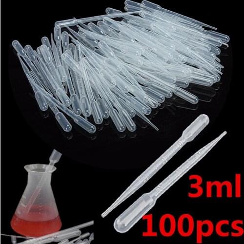100Pcs 3ml Laboratory Tools Plastic Transfer Pipettes Disposable Graduated Transfer Oils Pipettes Eye Dropper Makeup Tools