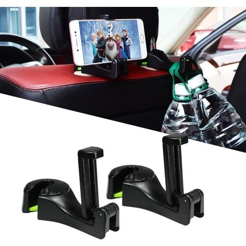 YUNPICAR 2 Pack Car Headrest Hooks Car Back Seat Headrest Hanger Holder Hook for Bag Purse Keys Cloth Grocery
