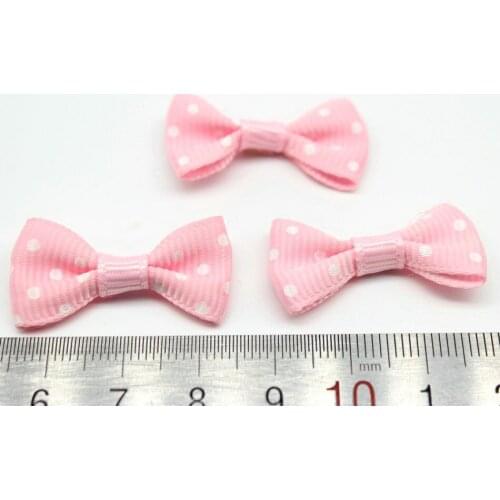 400pcs 30mm small Pink Polka Dot Fairy Kei Bow Ties Grosgrain Ribbon Bow Applique Kawaii Bows Pink Hair Bowties Jewellery DIY