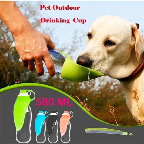 580ml Portable Pet Dog Water Bottle Soft Silicone Leaf Design Travel Dog Bowl for Puppy Cat Drinking Outdoor Pet Water Dispenser