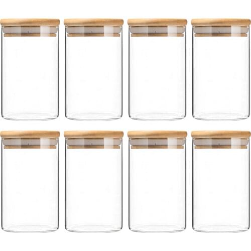 8Pcs 175ML Glass Food Canister Jar With Bamboo Lid Silicone Ring Storage Jar Airtight Sealing Kitchen Storage