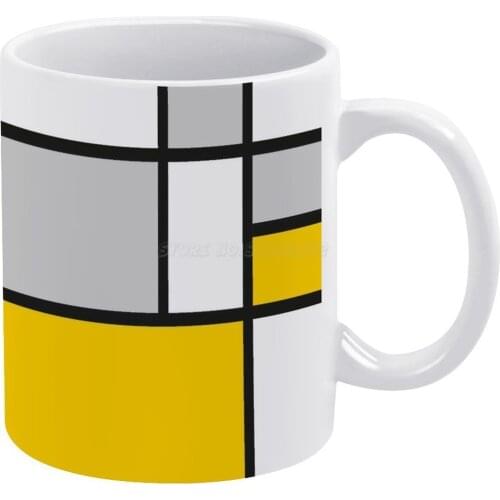 Abstract#8 White Mug 11oz Ceramic Tea Cup Coffee Mug Friends Birthday Gift Cubism Cubist Op Art Optical Art Pop Art Suprematism