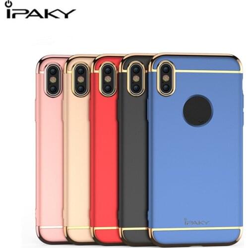 Ipaky Luxury Electroplating Plating Frame 3 In 1 Hybrid Hard PC Phone Skin Back Cover Case For iPhone X 8 7 6 5 5S Se Plus