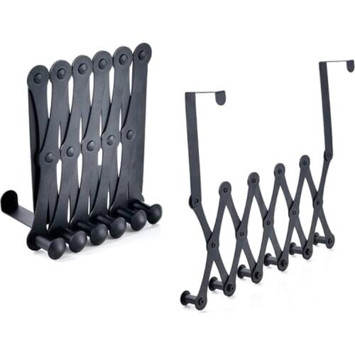 Door Rear Hanging Retractable Hook Metal Finish Coat Rack Clothes Pegs Simple Design Decorative Household Storage