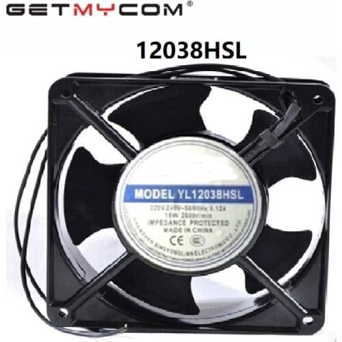 Getmycom Original 12038HSL AC 220V 0.12A 18W 50/60HZ 2600RPM 12038 12cm 120*120*38mm Computer Cooling Fan 2 Wires
