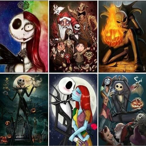 Art Canvas Painting Nordic Halloween Scary Pumpkin Mr. Skull Posters And Prints Wall Pictures For Living Home Decor
