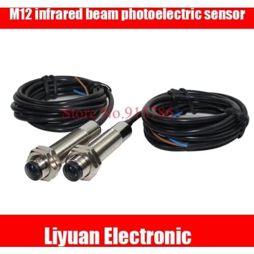 M12 infrared beam photoelectric sensor / detection range 5m Infrared photoelectric switch / DC6-36V infrared sensor