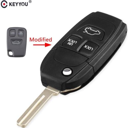 KEYYOU 10PCS Modified Switchblade Flip Folding Smart Remote Car Key Shell Fob Case For Volvo S40 S60 S70 S80 V40 V70 XC90 XC70