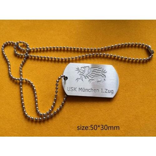 Laser engraving dog tag necklace low price dog tag necklace with 50 cm chain
