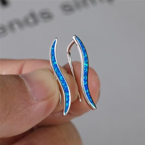 Minimalist Geometric Stone Stud Earrings White Blue Fire Opal Earrings Vintage Rose Gold Silver Color Wedding Earrings For Women