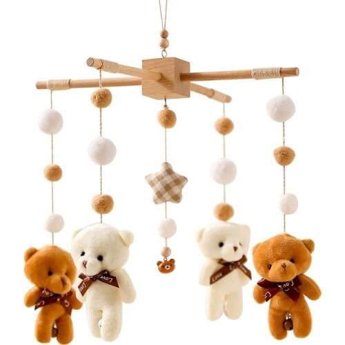 New Baby Animal Bed Bell Rattles Mobile Toys Soft Plush Balls Cute Bear Fox Musical Box Newborn Babies Accessories Birth Gifts