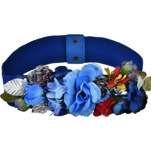 Fashion Women Elastic Wide Corset Belt For Women Glass Crystal Ceinture Ladies Thin Flower inlaid Belt Waist Girdle BW01