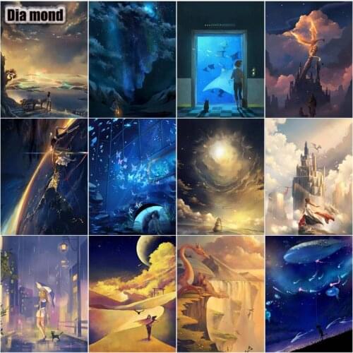 DIY Diamond Painting Night Sky Scenery Full Square Diamond Embroidery Landscape Rhinestones Pictures Cross Stitch Crafts Kit