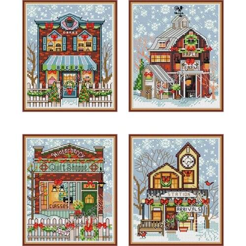 Everlasting Love Christmas Cottage Chinese Cross Stitch Kits вышивка крестом наборы 14CT 11CT Printed Ecological Cotton Clear