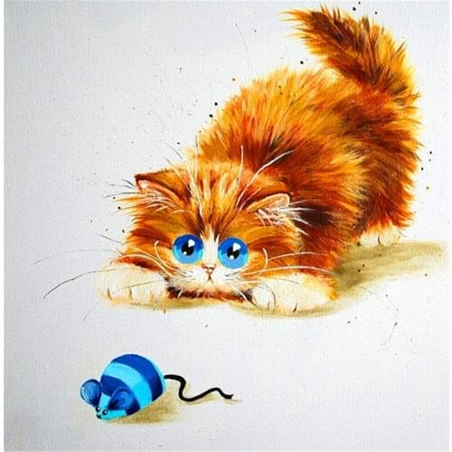 Cartoon Cat Printed Canvas 11CT Cross-Stitch DIY Embroidery Set DMC Threads Handiwork Needlework Handicraft Painting Needle