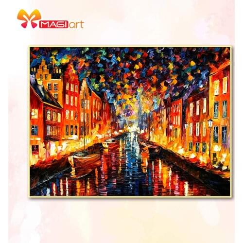 Cross stitch kits Embroidery needlework sets 11CT water soluble canvas patterns 14CT Night view-NCMS062