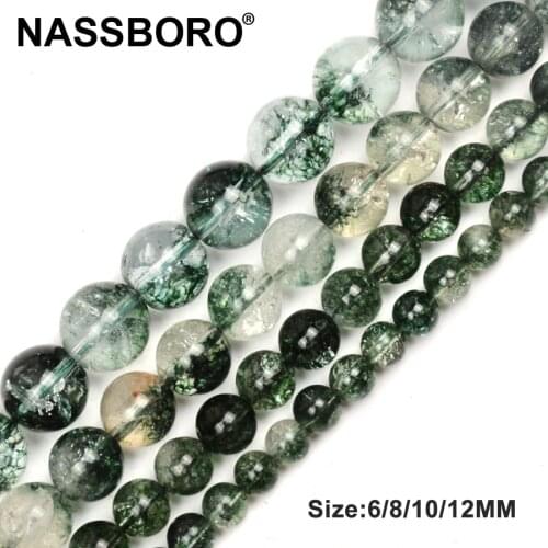 Natural Grass Crystal Beads Charm Natural Stone Beads for Jewelry Making DIY Loose Spacer Bead Bracelet Necklace Wholesale Gifts