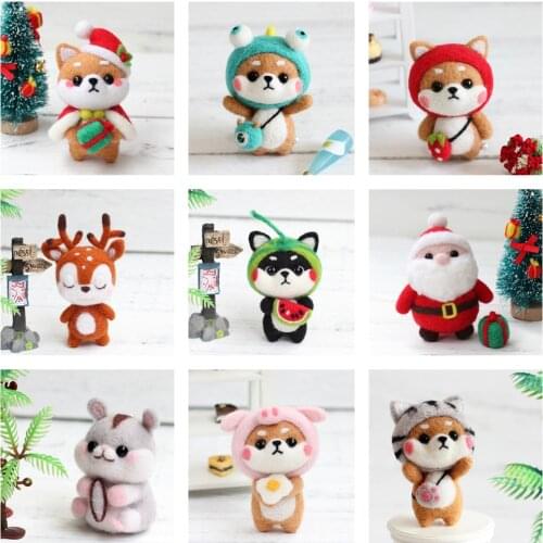 Lovely Animal Needle Felting Kit Handmade Toy Doll Wool Felting Kit Non Finished DIY Wool Felting Package Handcraft Material Set