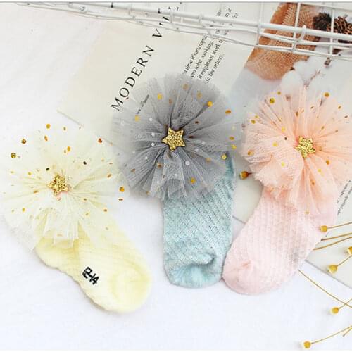 Girls Big Bow Socks Summer Mesh Solid Color Baby Socks Princess Lady Anti-Mosquito Thin Socks