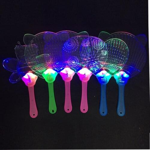 Novetly 5pcs/lot colorful Led light fan flashing plastic fan singing dance supplies childrens kid baby glow creative toys