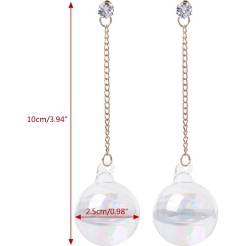 2021 New Shiny AB Transparent Bubble Ball Glass Water Inside Drop Earrings For Women