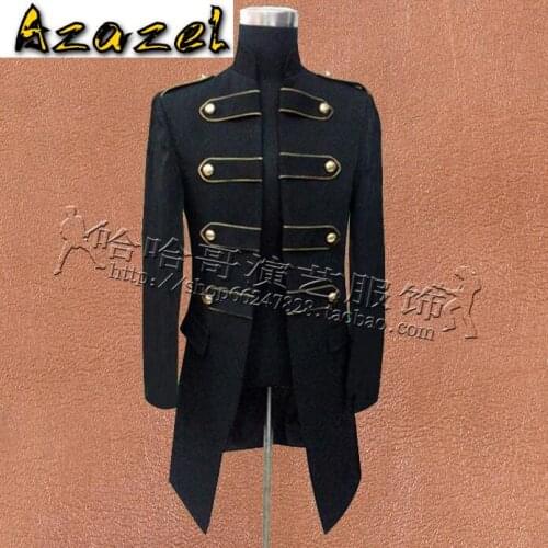 New Men Double-breasted England Style Long Slim Fit Blazer jackets Mens large suit court long trench coat male Singer Costume