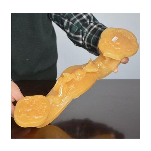 New Natural Rice Topaz Ruyi Decoration Engraving Home Decoration Living Room Jade Large