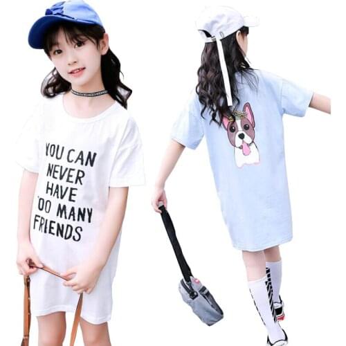 Baby girls clothes 3-13T kids cartoon shirt teenage loose long style t shirt children summer cotton Tees baby short sleeve shirt
