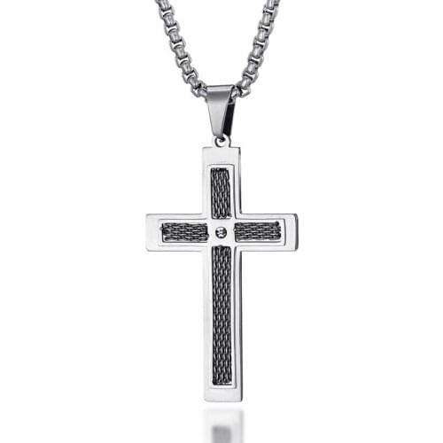 Gold Black Silver Color Stainless Steel Cross Pendants Necklace For Men Jewelry Drop Shipping