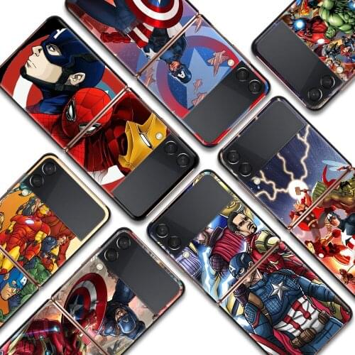 Marvel Avengers Shockproof Cover for Samsung Galaxy Z Flip Flip3 5G Black Phone Case Shell Hard Fundas Coque Capa